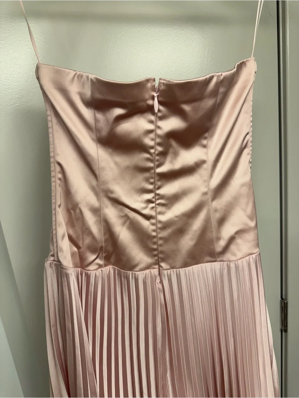 Abercrombie & Fitch Strapless Pleated Maxi Dress in Blush Pink